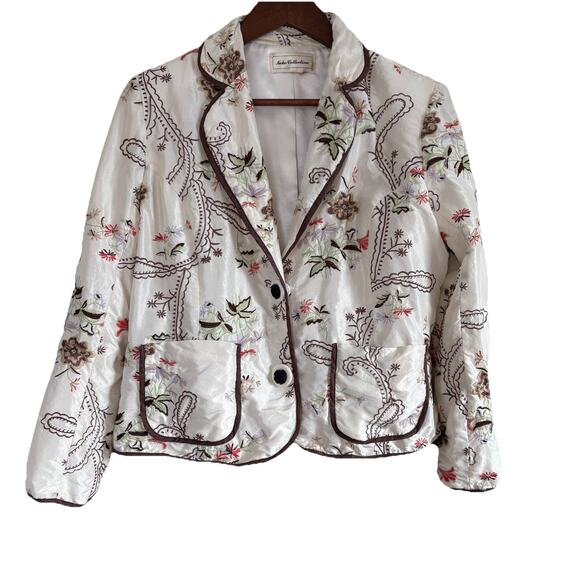 Keke Collection Women’s Jacket Coat Sz Large Floral Paisley Embroidery Accents - Picture 2 of 16